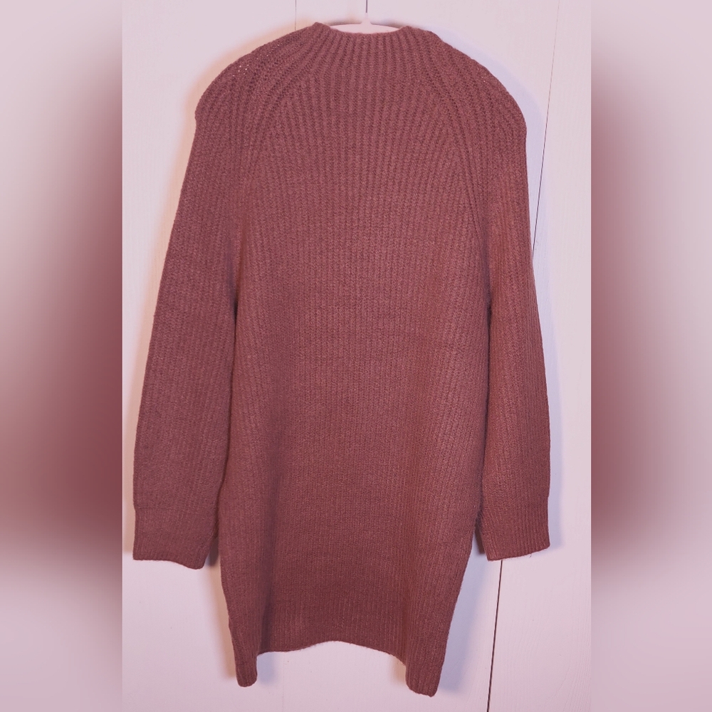 Express Chocolate NWT Raglan Long Sleeve Rib-Knit Sweater Dress Size Medium Mini - Picture 13 of 14